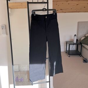 Black high waist wide leg capri